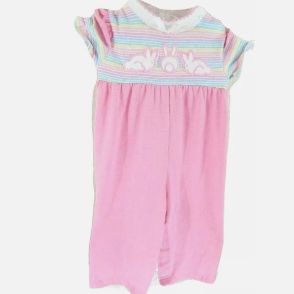 Healthtex Vintage 1980's Rainbow Easter Bunny Jumpsuit - Picture 1 of 4